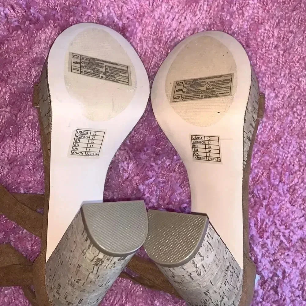 Forever21 Cork Heel Tie Up Pumps